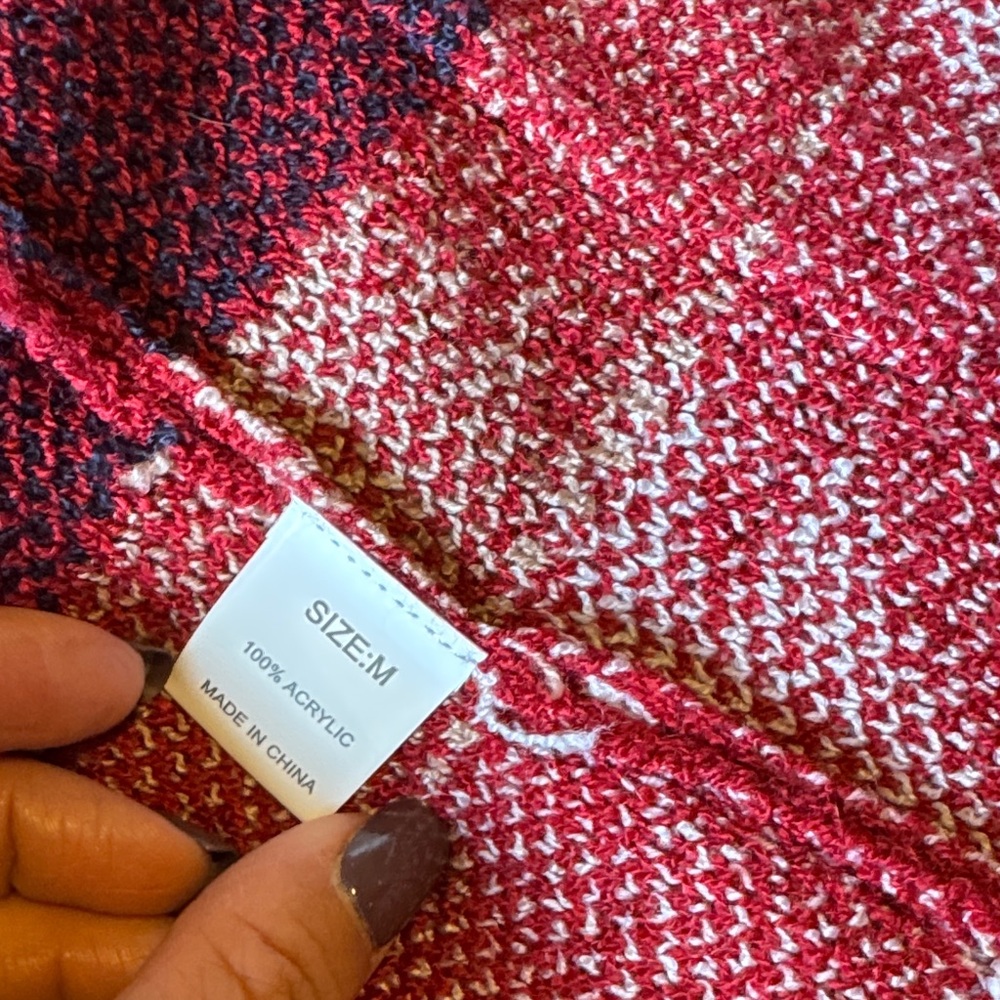 Chic Red Patterned Women's Cardigan - Picture 6 of 6
